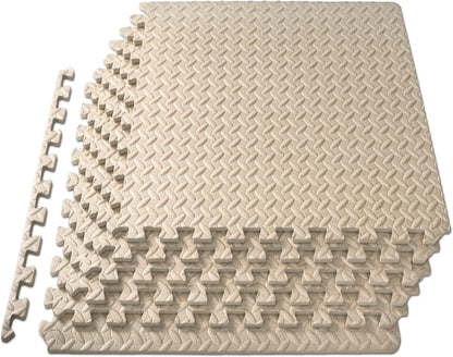 ProsourceFit Exercise Puzzle Mat ½-inch, EVA Interlocking Foam Floor Tiles for Home Gym, Workout Equipment, Kids Play Areas, Black, 24 SQ FT - 6 Tiles