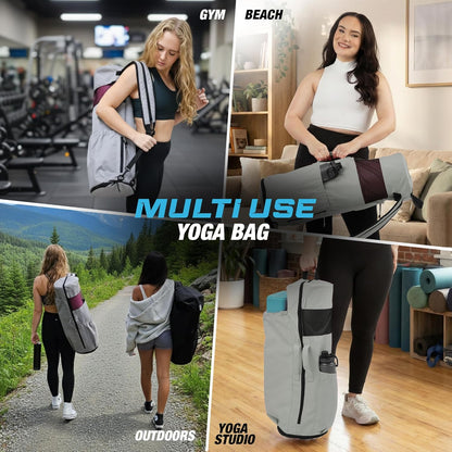 MAGNILAY Yoga Mat Bag - for Women and Men, Yoga Bag with Pockets and Adjustable Strap, Yoga Mat Carrier, Fits Mats Blocks and Yoga Accessories for Workouts, (32" L)
