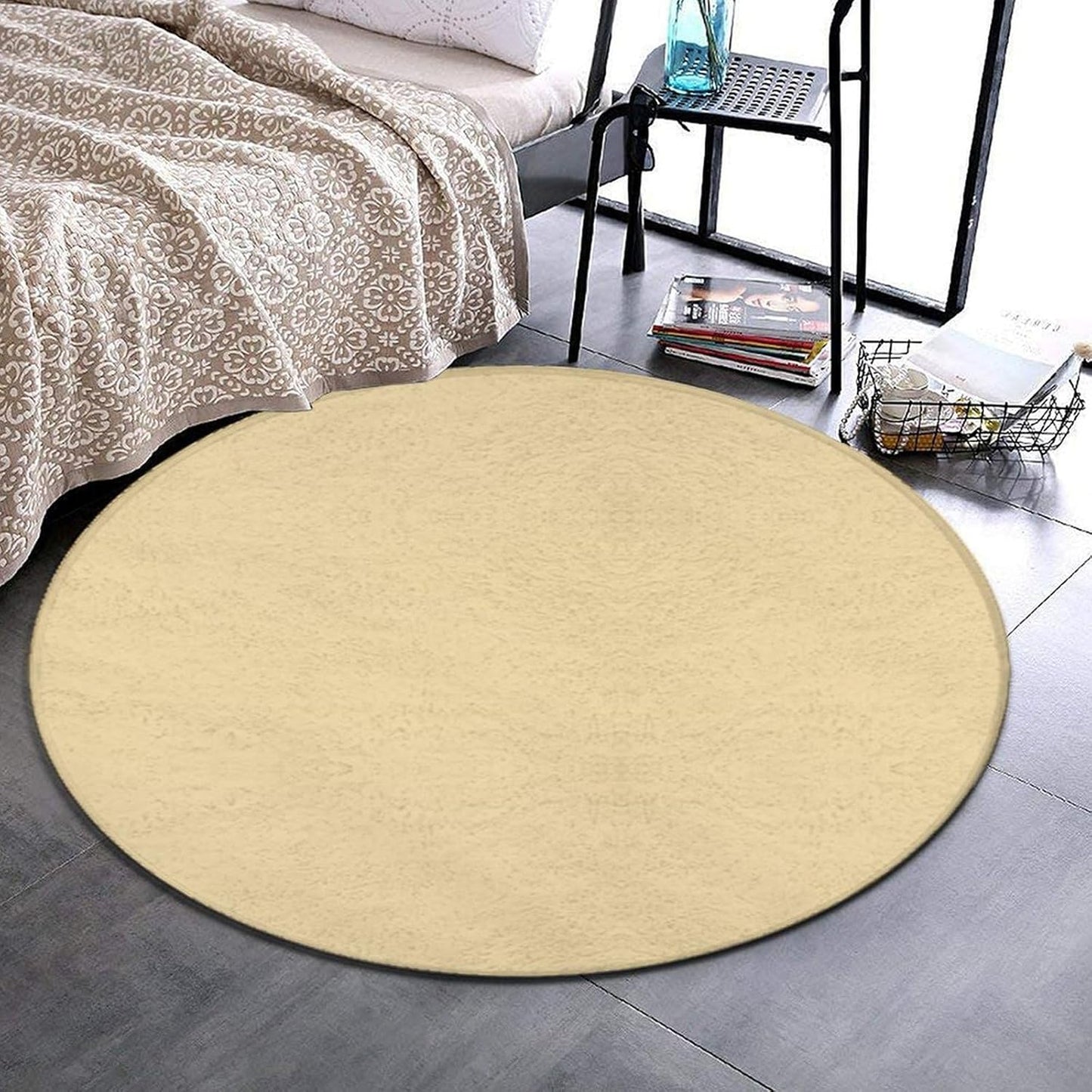 Women's Large Home Decor Mat, Soft Round Yoga Carpet, Non Slip Machine Washable Home Office Circle Rug Purple