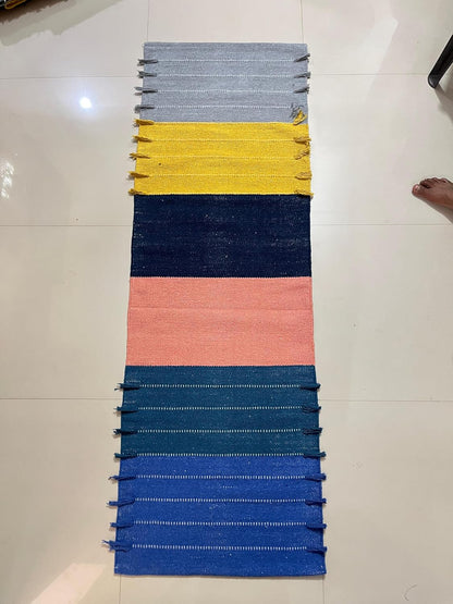Payal Rugs Cotton Yoga Mat - Eco-Friendly Hand-Woven Rug - Non Slip & Thick (24”x72”x5mm) for Yoga Everyday Fitness at Home - Comfortable Extra-Long