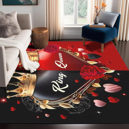 5' X 7' Queen and King Rug Black Grey Area Rugs Dining Living Room Bedroom Kitchen Office Yoga Room Washable Floor Mat Doormats Throw Rug Carpet Room Decor