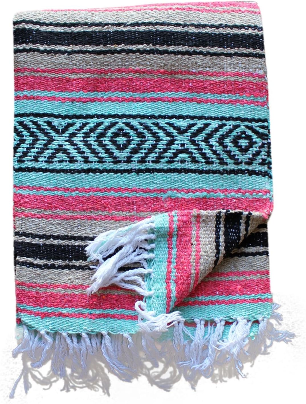 Del Mex Classic Mexican Blanket, Large Authentic Woven Falsa Throw (70"x50"), Artisan Southwest Décor for Beach, Yoga, Outdoors (Lavender)