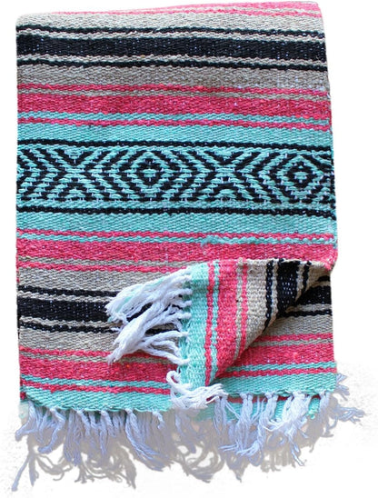 Del Mex Classic Mexican Blanket, Large Authentic Woven Falsa Throw (70"x50"), Artisan Southwest Décor for Beach, Yoga, Outdoors (Lavender)