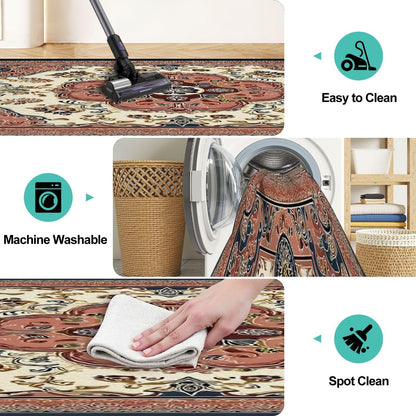 Runner Rug Washable 2x8 Leopard Print Seamless Leopard Skin Fashionable Cheetah Fur Non-Slip Hallway Area Rug Indoor Outdoor Home Decor for Entryway Bathroom Kitchen Carpet Yoga Floor Mat