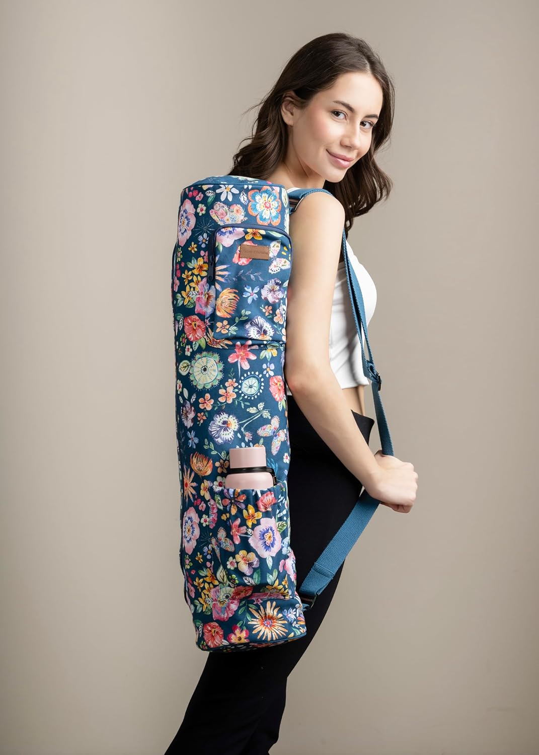 Maison d' Hermine Yoga Mat bag, Cylindrical bag for Woman&Men, yoga mat Bag &Adjustable shoulder straps Yoga Mat Carrier Bag with Drawstring Water Bottle Pocket and zipper pocket Easter Gifts