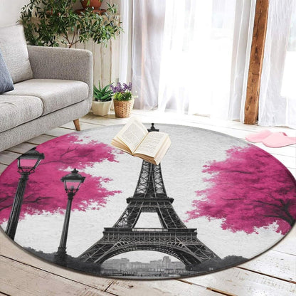 Soft Round Yoga Carpet, Office Chair Decor Round Mat for Carpet and Hardwood Floors Purple Butterfly