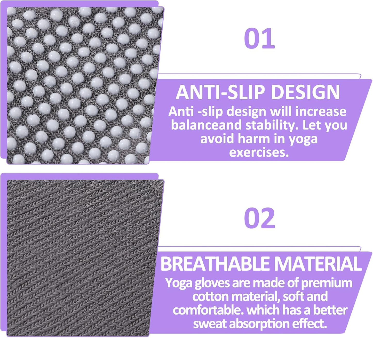 Fingerless Non Slip Gym Gloves for Women 2 Pairs Silicone Non Slip Pilates Gloves for Yoga Fitness Sports Gym One Size Fits Most Women