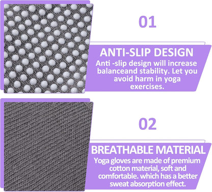 Fingerless Non Slip Gym Gloves for Women 2 Pairs Silicone Non Slip Pilates Gloves for Yoga Fitness Sports Gym One Size Fits Most Women