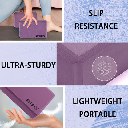 Yoga Blocks 2 Pack - Non-Slip Yoga Brick & Foam Blocks Yoga Set, High-Density Pilates Block for Stretching, Meditation, and Exercise Blocks Foam, Ideal for Deep Poses