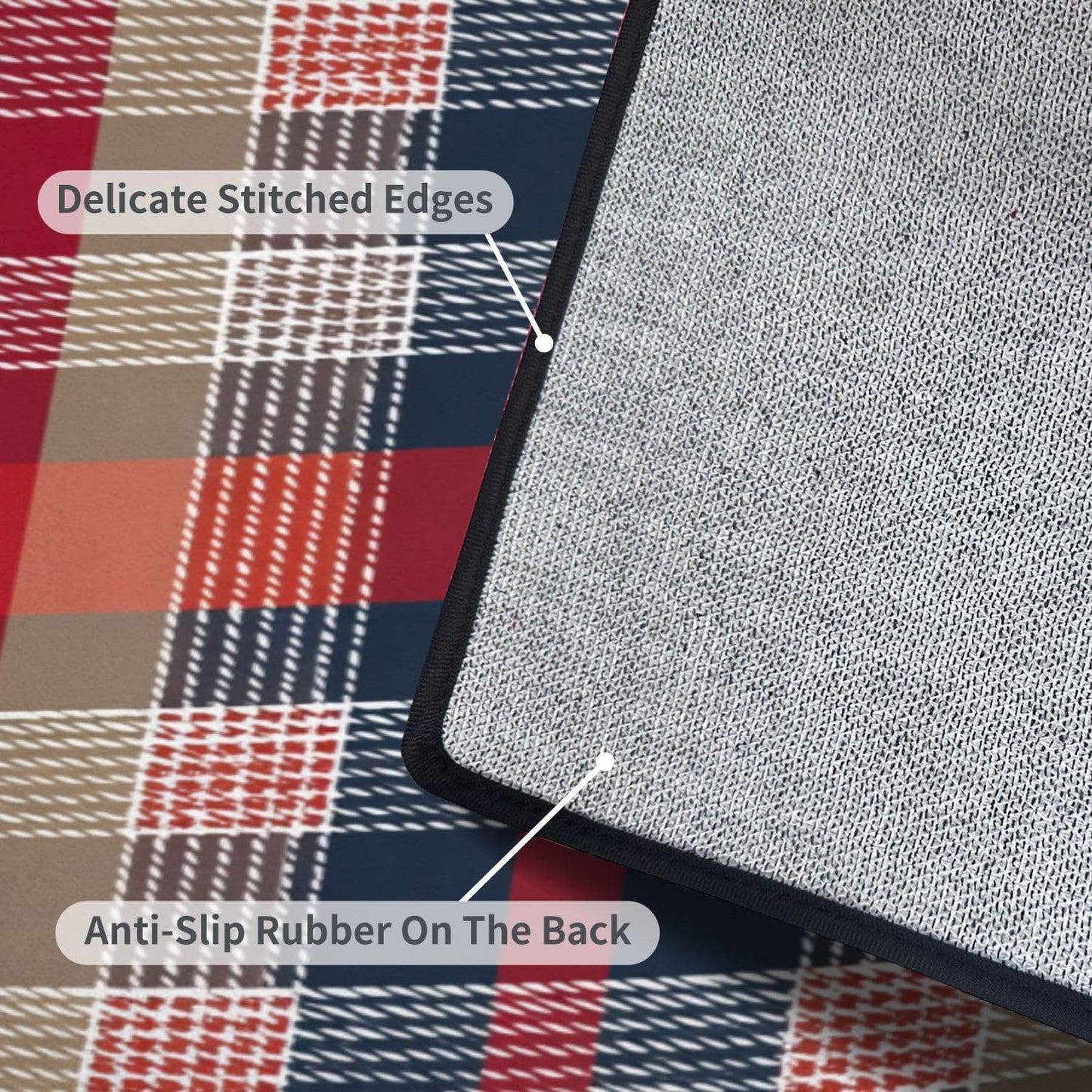 Runner Rug Washable 2x6 White Navy Blue Green Tartan Plaid Scottish Texture from Tartan Plaid Non-Slip Hallway Area Rug Indoor Outdoor Home Decor for Entryway Bathroom Kitchen Carpet Yoga Floor Mat