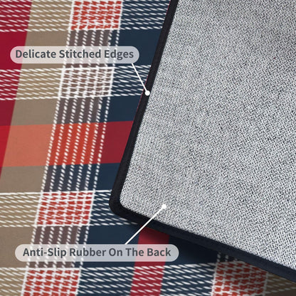Runner Rug Washable 2x6 White Navy Blue Green Tartan Plaid Scottish Texture from Tartan Plaid Non-Slip Hallway Area Rug Indoor Outdoor Home Decor for Entryway Bathroom Kitchen Carpet Yoga Floor Mat