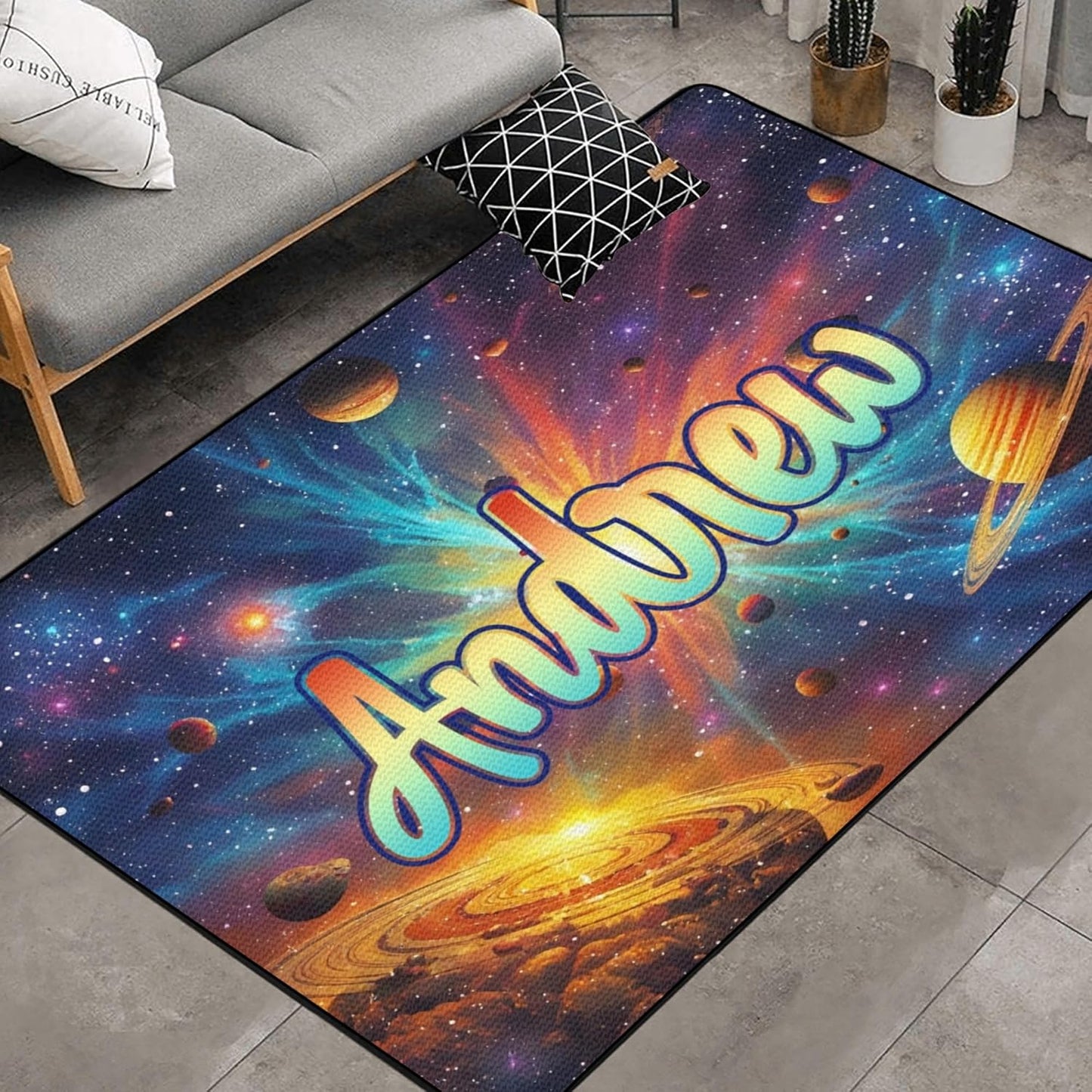 Personalized Family Name Initials Monogram Pink Rug, Shining Butterfly Printed Carpets for Girls Kids Butterfly Theme Living Room Indoor Bedroom Decor 5'×7' Soft Polyester Yoga Mat