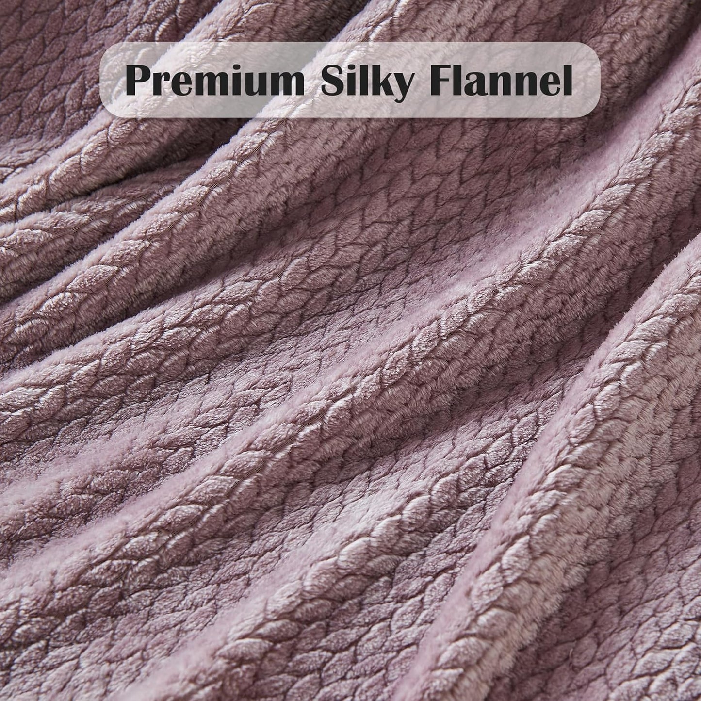 NEWCOSPLAY Super Soft Throw Blanket Light Purple Premium Silky Flannel Fleece Leaves Pattern Lightweight Bed Blanket All Season Use (Light Purple, Throw(50"x60")) - Colors B