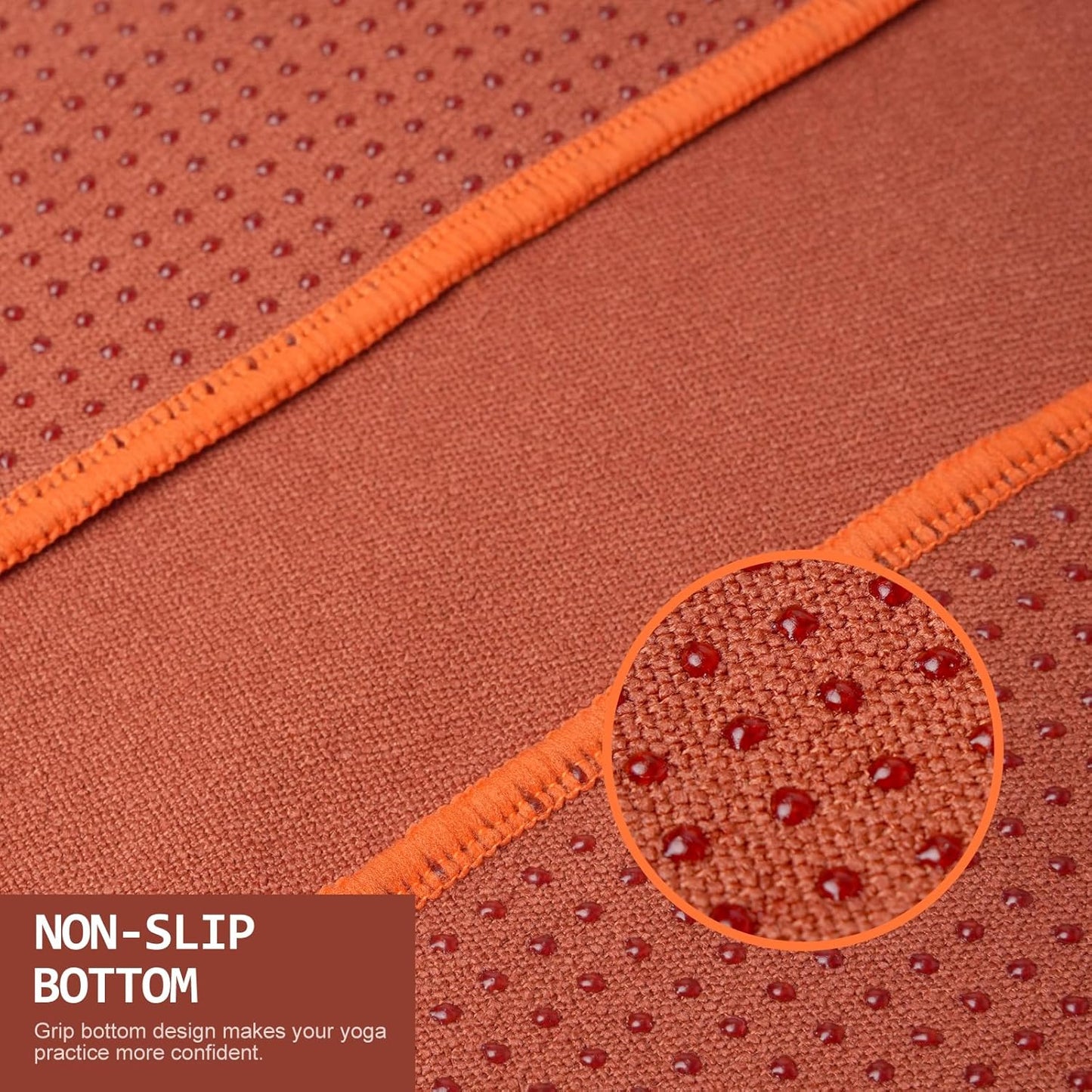 Eunzel Hot Yoga Towel - Microfiber Non Slip Yoga Mat Towel with Grip Dot Sweat Absorbent Towel for Hot Yoga, Pilates and Fitness 72" x 24", Dark Cyan/Orange