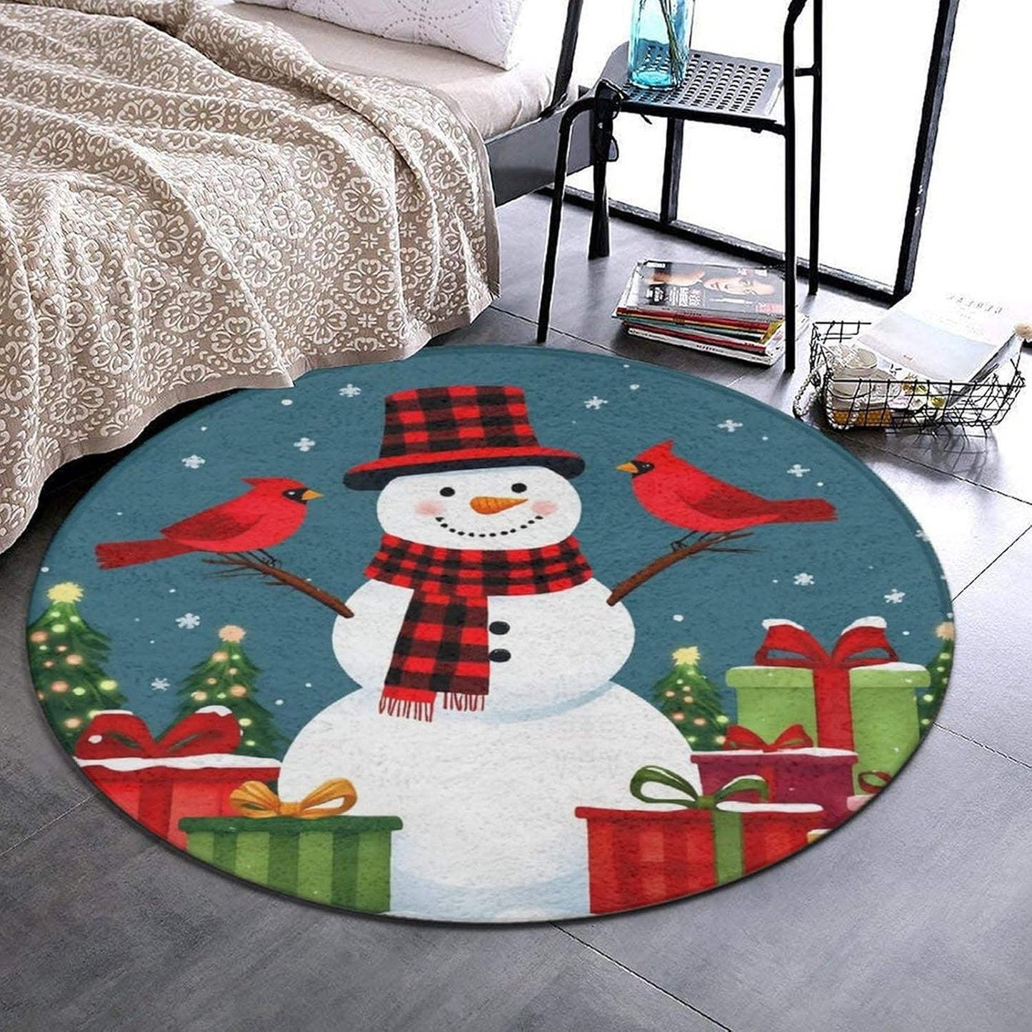 Soft Round Yoga Carpet, Office Chair Decor Round Mat for Carpet and Hardwood Floors Purple Butterfly