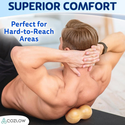 COZLOW Double Lacrosse Silicone Massage Ball - Cobalt Blue - Peanut Trigger Point Roller for Mobility, Deep Tissue Therapy, Myofascial Release - Acupressure Tool for Muscle Pain Relief