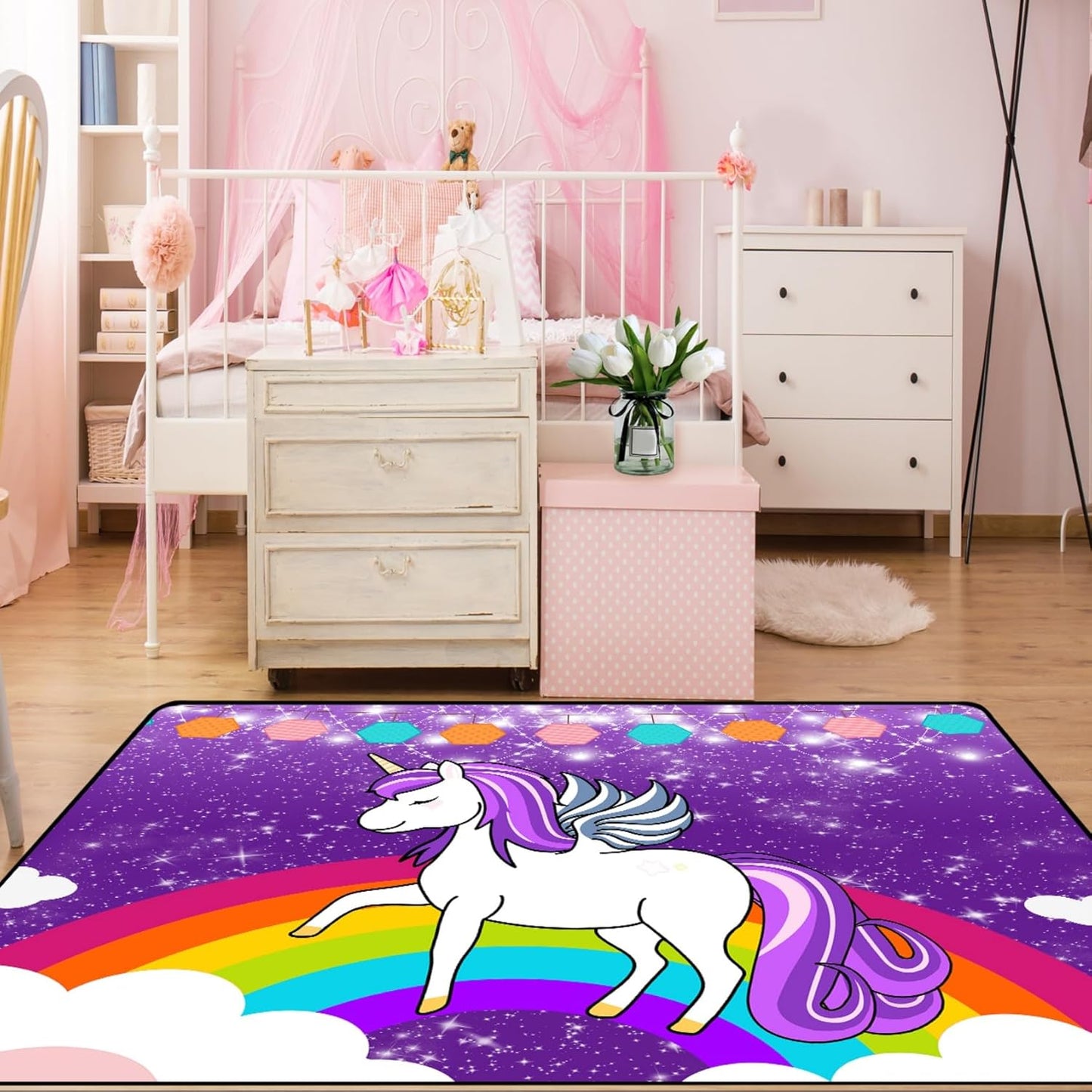Black Girl Area Rug for Bedroom African American Rugs for Room Princess Carpet Kids Rugs for Bedroom African Girls Carpet for Living Room Teen Girls Yoga Mats, Pink, 4'×5'