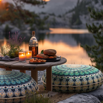 Codi Meditation Floor Pillow Set of 2, Round Large Pillows Seating for Adults, Bohemian Mandala Circle Cushion for Outdoor Fireplace Yoga Living Room, 32 Inch, Memory Foam Added, Purple Orchid NEW