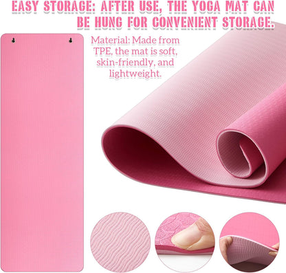 Briwooody Hanging Yoga Mat, Exercise Mat Non Slip Thick for Women and Men, Tear-resistant Fitness Pad with Reinforced Holes for Home Gym, Yoga, Pilates,stretching