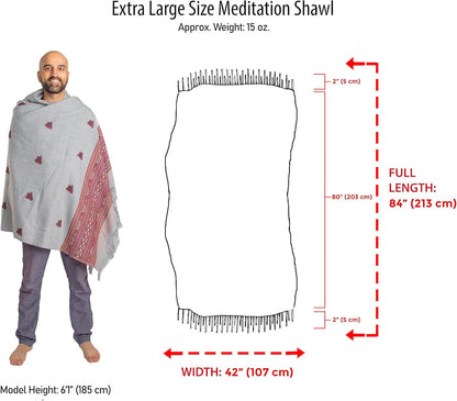 Exotic Vegan Meditation Shawl - Large Unisex Prayer Wrap, Oversize Scarf & Versatile Indian Style Blanket