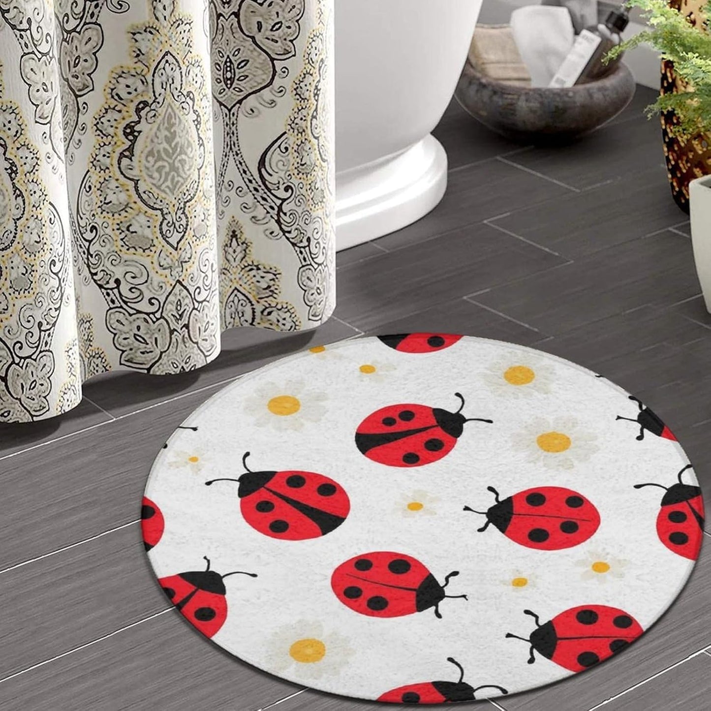 Soft Round Yoga Carpet, Office Chair Decor Round Mat for Carpet and Hardwood Floors Purple Butterfly