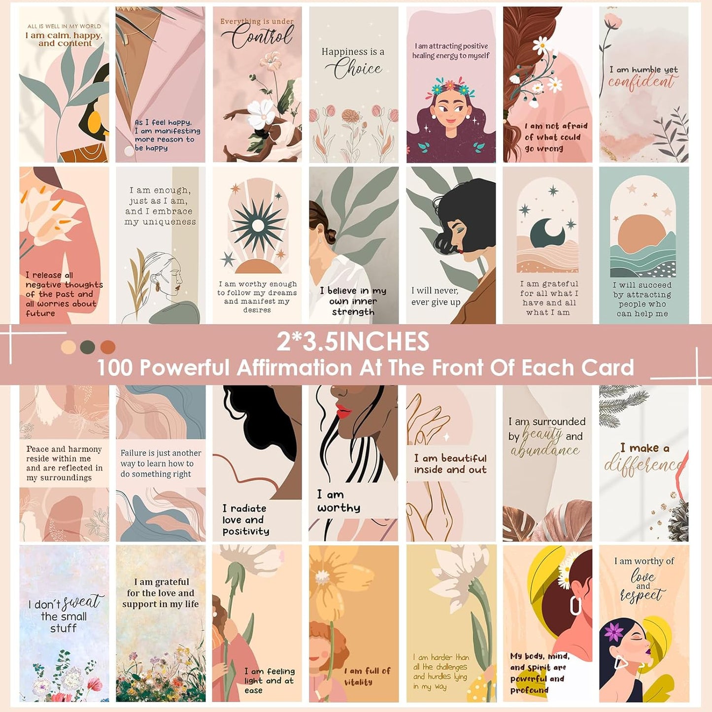 100 Affirmation Cards for Women and Men With 150+ Thought-Provoking Questions, Unique Affirmation cards for stress Relief, Meditation and Self Care Gift For Women and Men.