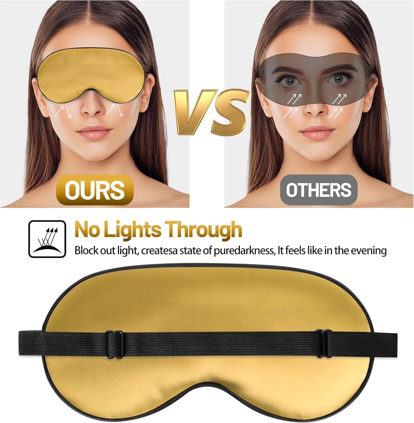 Sleep Mask, Silk Eye Mask for Sleeping with Adjustable Strap, Satin Blackout Sleeping Eye Mask for Men&Women, Comfortable Blindfold Eyeshade for Night Sleep(Black)