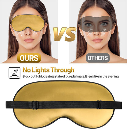 Sleep Mask, Silk Eye Mask for Sleeping with Adjustable Strap, Satin Blackout Sleeping Eye Mask for Men&Women, Comfortable Blindfold Eyeshade for Night Sleep(Black)