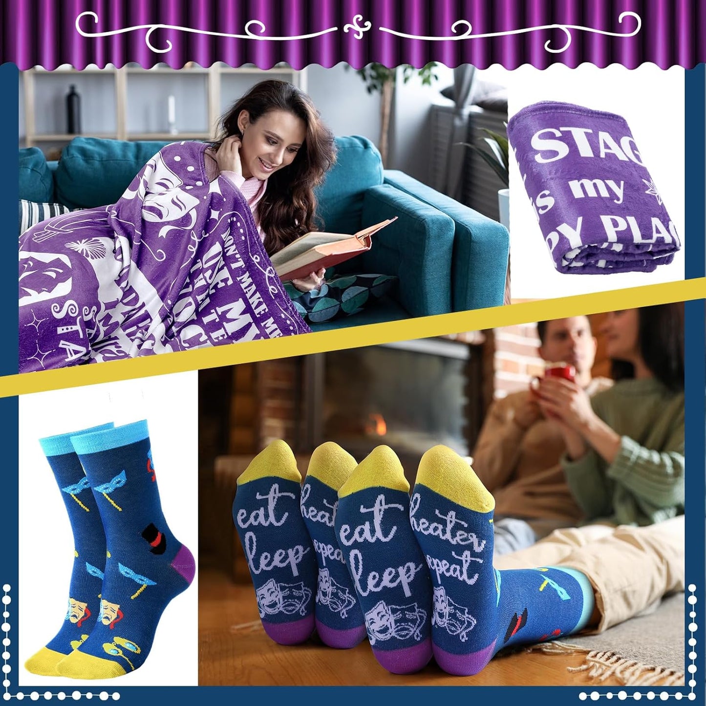 HunnmingRe 2 Pcs Unique Yoga Blanket and Socks Gifts for Yoga Lovers 50" x 60" Restorative Instructor Teacher Mother's Day Birthday Gag Gifts for Meditation Gymnasts Women Girls