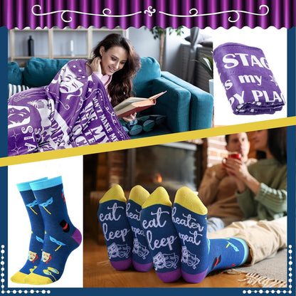 HunnmingRe 2 Pcs Unique Yoga Blanket and Socks Gifts for Yoga Lovers 50" x 60" Restorative Instructor Teacher Mother's Day Birthday Gag Gifts for Meditation Gymnasts Women Girls