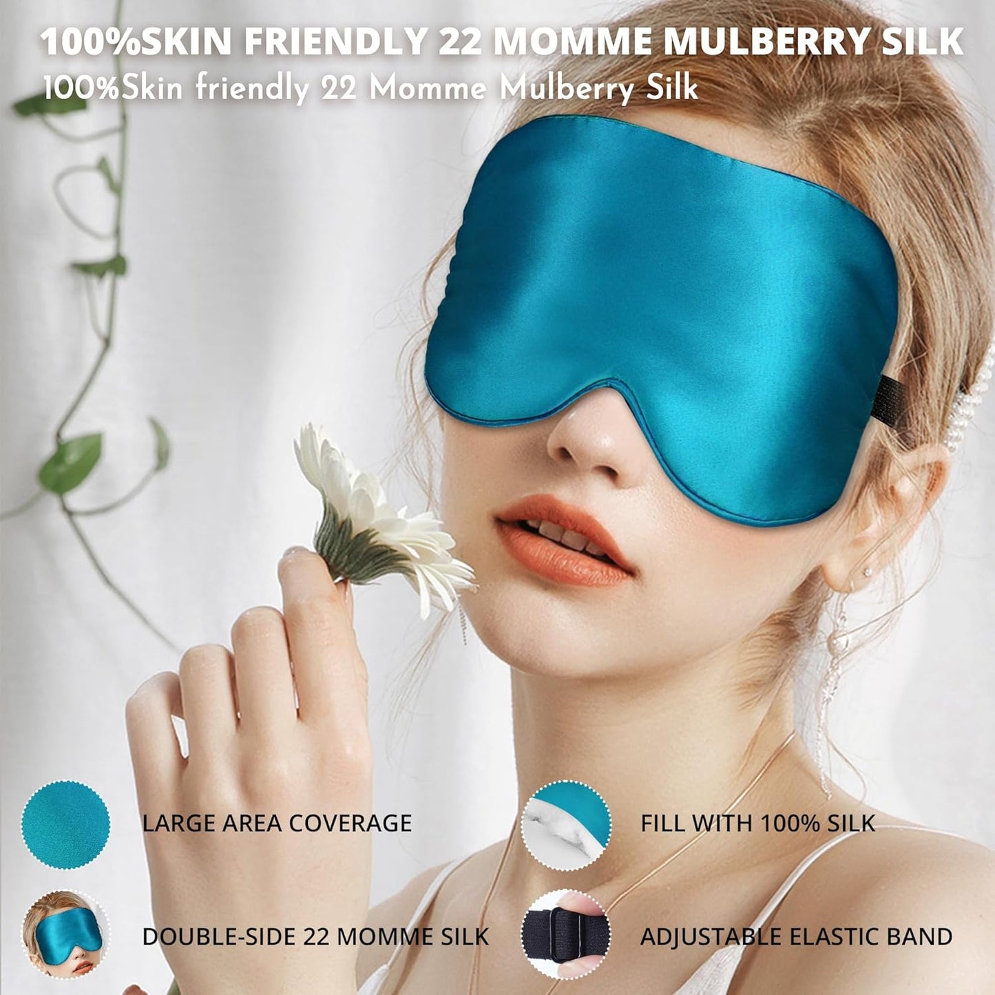 Sleep Mask, Silk Eye Mask for Sleeping with Adjustable Strap, Satin Blackout Sleeping Eye Mask for Men&Women, Comfortable Blindfold Eyeshade for Night Sleep(Black)