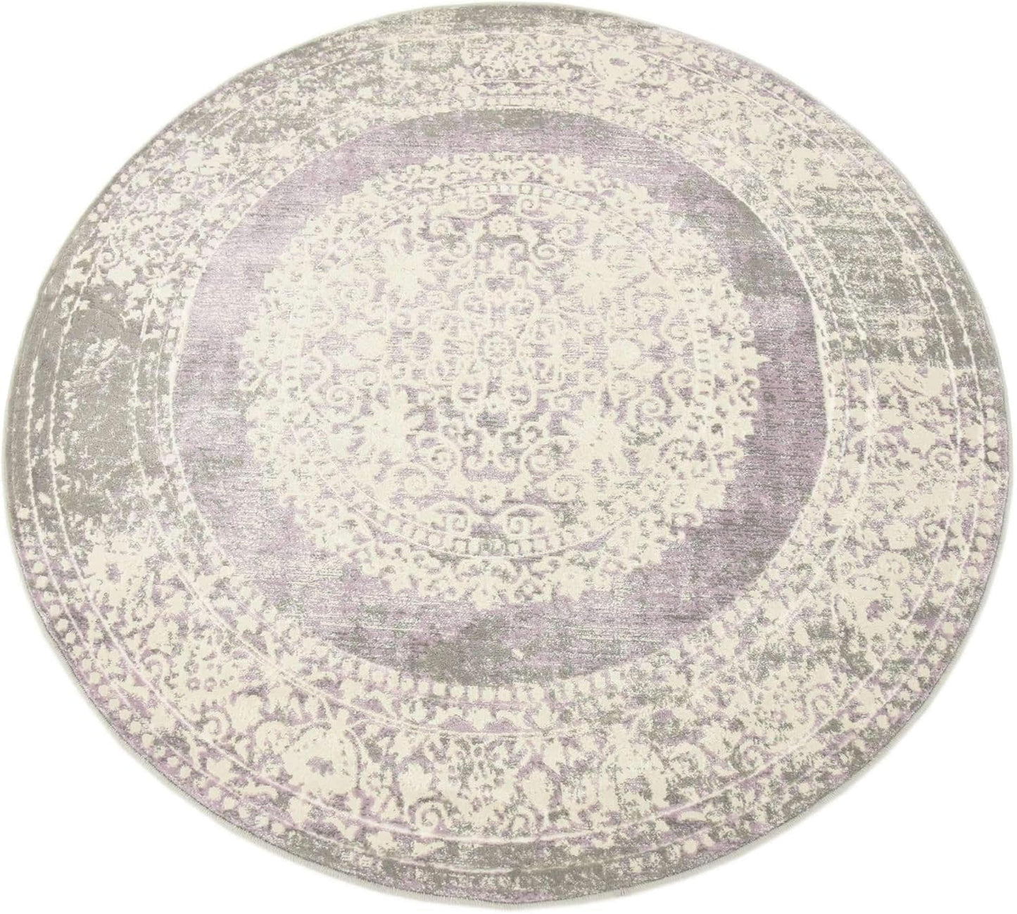 Unique Loom New Classical Collection Area Rug - Olwen (4'Round, Purple/ Gray)