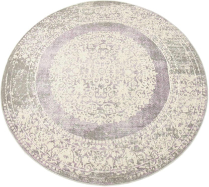 Unique Loom New Classical Collection Area Rug - Olwen (4'Round, Purple/ Gray)