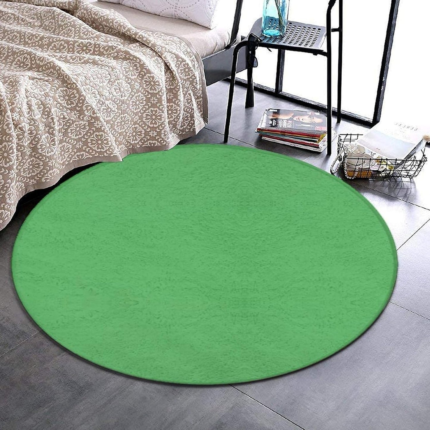 Machine Washable Modern Round Area Rug, Room Sofa Yoga Soft Round Carpet, Home Decor Non Slip Kitchen Office Circle Rug Grey, 24inch