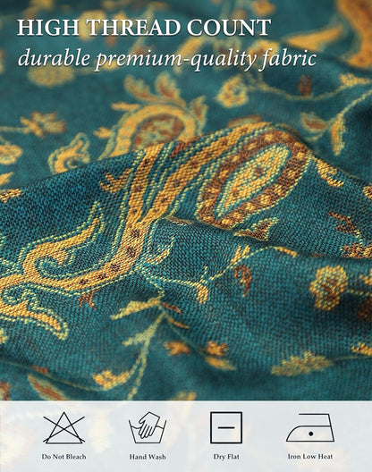 Achillea Reversible Paisley Pashmina Rave Scarf – Exotic Indian Shawls and Wraps for Evening Dresses, Festivals, All Seasons - Colors A