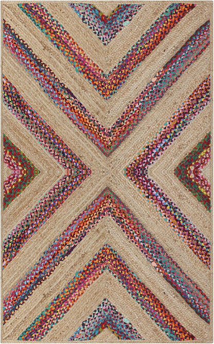 Kilim Rug 3' Round Area Rug Olive Beige White Braided Jute Carpet, Indoor Outdoor Flatweave Rug for Bedroom, Bedside, Kitchen, Beach & Terrace Yoga Mat - Colors A