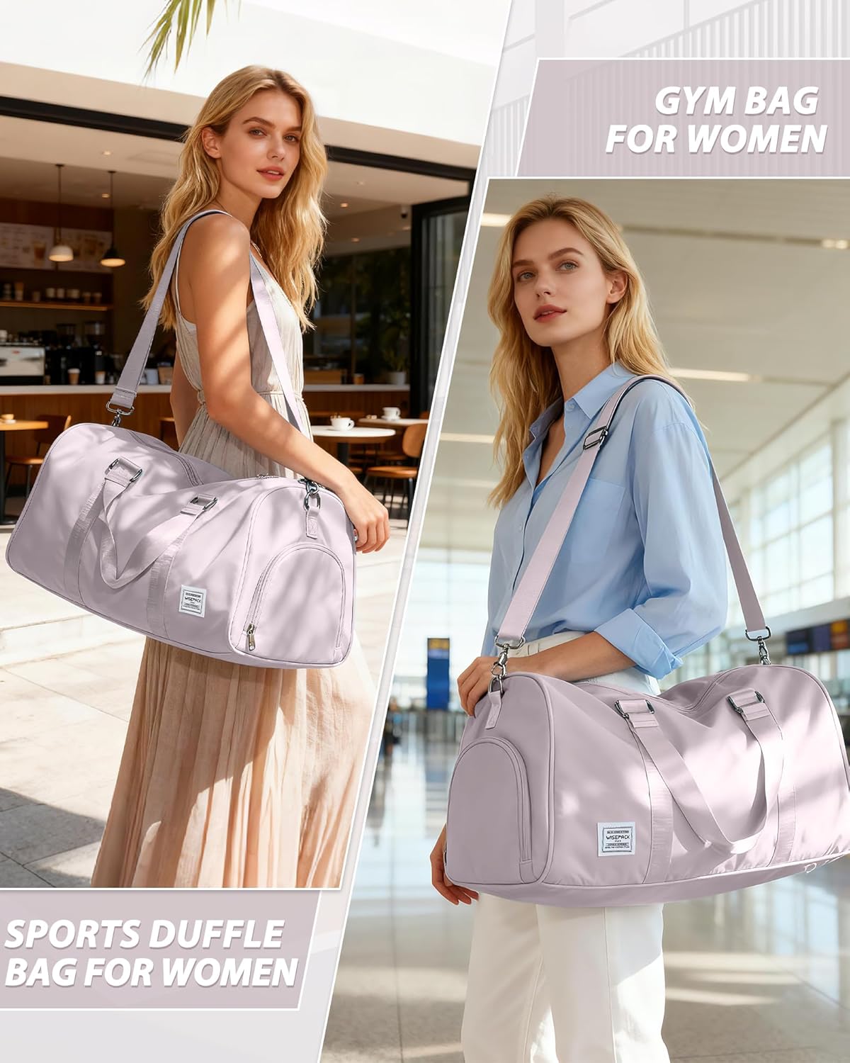 Gym Bag Womens Mens with Shoes Compartment and Wet Pocket Travel Duffel Bag for Women for Plane Sport Gym Tote Bags Swimming Yoga Waterproof Weekend Overnight Carry on Bag Hospital Holdalls - Colors C