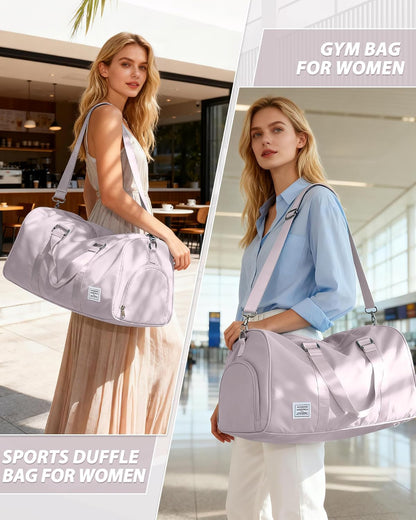 Gym Bag Womens Mens with Shoes Compartment and Wet Pocket Travel Duffel Bag for Women for Plane Sport Gym Tote Bags Swimming Yoga Waterproof Weekend Overnight Carry on Bag Hospital Holdalls - Colors C