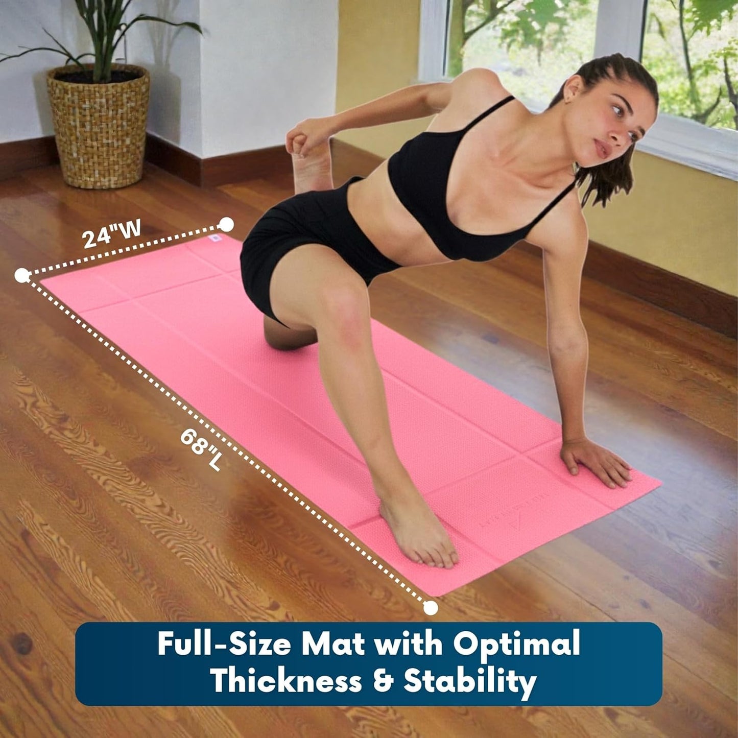 Foldable Yoga Mat Thick, in 6 Combinations; Greater Support and Protection for Joints, Body Alignment System, and Sections for Hands and Feet. Non-slip texture and water-resistant