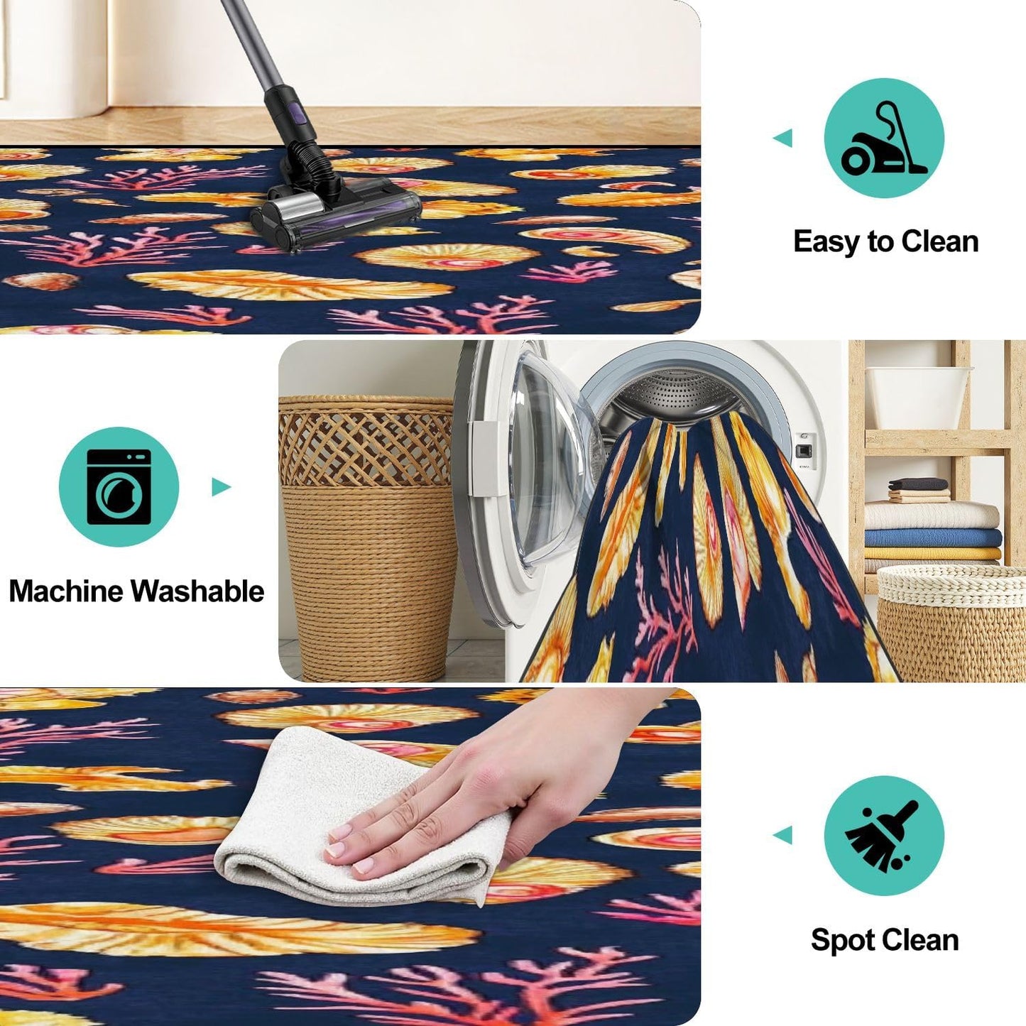Runner Rug Washable 2x6 Seamless Pattern Fish Swimming Against Current Against Crowd Non-Slip Hallway Area Rug Indoor Outdoor Home Decor for Entryway Bathroom Kitchen Carpet Yoga Floor Mat