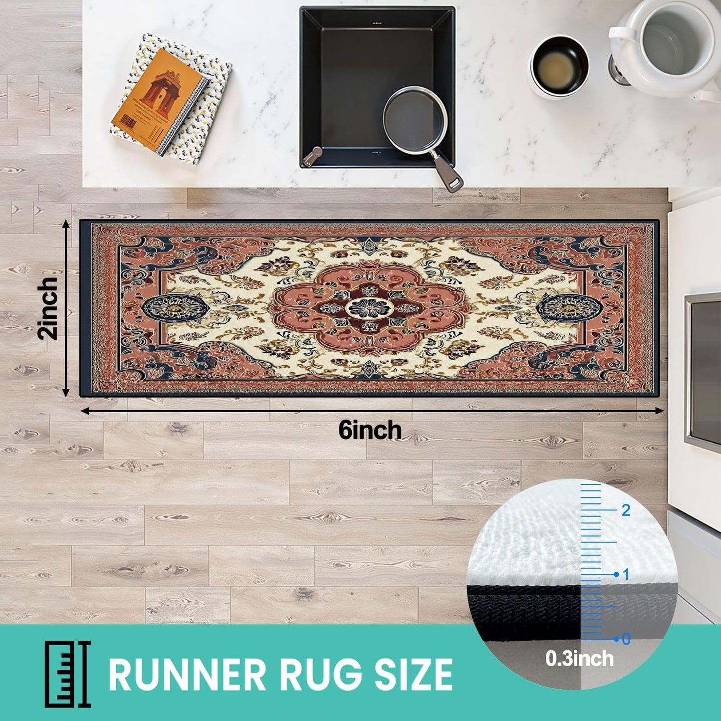 Runner Rug Washable 2x8 Leopard Print Seamless Leopard Skin Fashionable Cheetah Fur Non-Slip Hallway Area Rug Indoor Outdoor Home Decor for Entryway Bathroom Kitchen Carpet Yoga Floor Mat