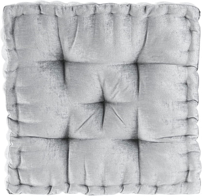 Intelligent Design Large Floor Pillow for Adults Yoga or Meditation Cushion with Handle, Floor Cushion for Board Games, Lustrous Chenille Tufted, Handsewn Scalloped Edge, Azza, 24" x 24" x 5" Yellow