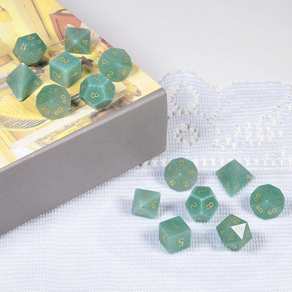 mookaitedecor 7 PCS Blue Howlite Turquoise Crystal Polyhedral DND Dice Set, Polished Tumbled Stones Dices for RPG MTG Table Games Home Decoration