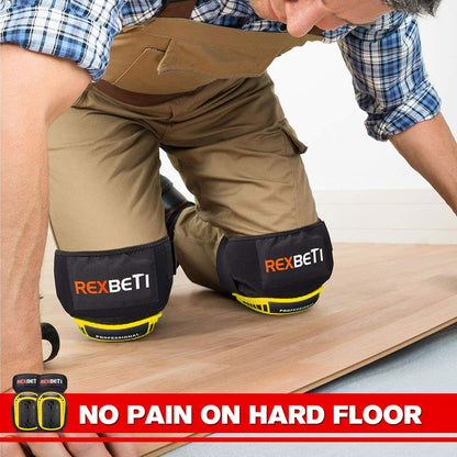 REXBETI Knee Pads for Work, Construction Knee Pads for Men, Heavy Duty Comfortable Anti-slip Foam Gel Knee Pads for Gardening Flooring and Cleaning, Strong Stretchable Straps, Orange