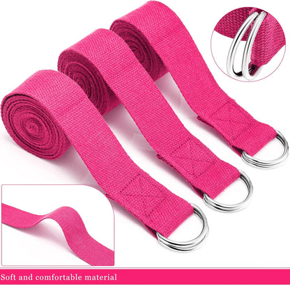 Leyndo Yoga Strap Stretching Pilates Exercise Adjustable Straps 6 ft Non Elastic Yoga Belt with Adjustable D Ring Buckle for Pilates Gym Workouts Fitness