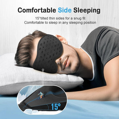 LitBear Breathable Sleep Mask, 3D Eye Mask Sleep for Side Sleepers Women Men, Light Blocking Sleeping Mask with Adjustable Strap, Soft Lightweight Eye Cover for Travel, Night Work, Nap, Office - Blue