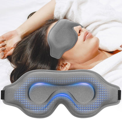 Sleep Eye Mask for Men Women, Sleeping Mask for Side Sleeper, Travel Blackout Night Blindfold Eye Shade Cover with Adjustable Strap (Black)