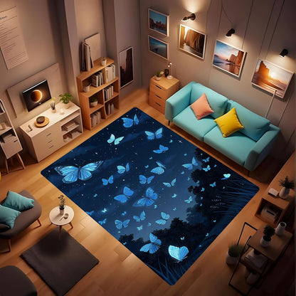 Butterfly Carpet Area Rug - Lovely Butterflies Printed Carpets for Kids Butterfly Theme Living Room Indoor Bedroom Decor Soft Polyester Yoga Mat 2'x3'