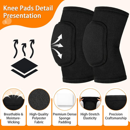 Volleyball Knee Pads, Knee Pads Volleyball Girls 2 Pairs, Knee Pads for Women Youth Kids, Soft Black Kneepads for Sports Dance Volleyball Football Yoga Tennis Running Cycling Workout Climbing
