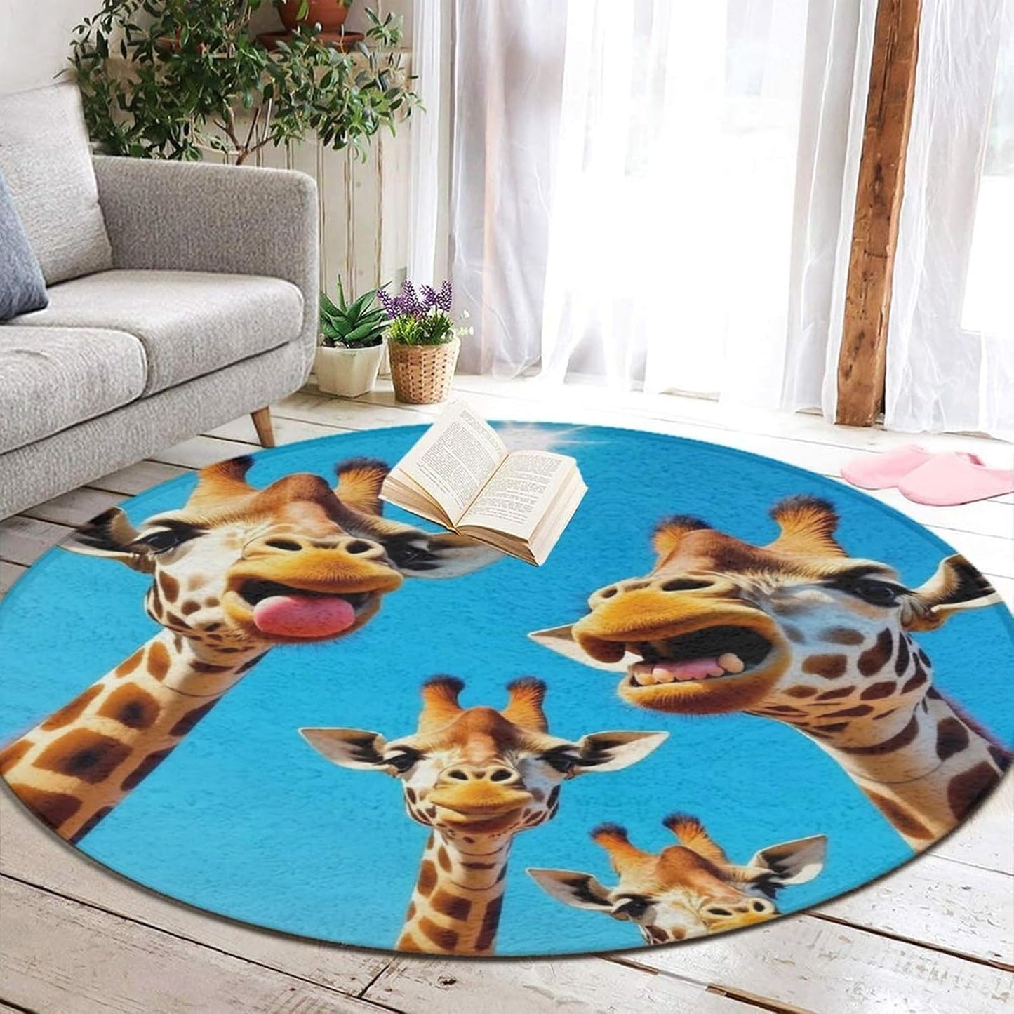 Large Home Decor Mat, Soft Round Yoga Carpet, Non Slip Machine Washable Home Office Circle Rug Gothic Witchy Sun Moon Mushroom Moth